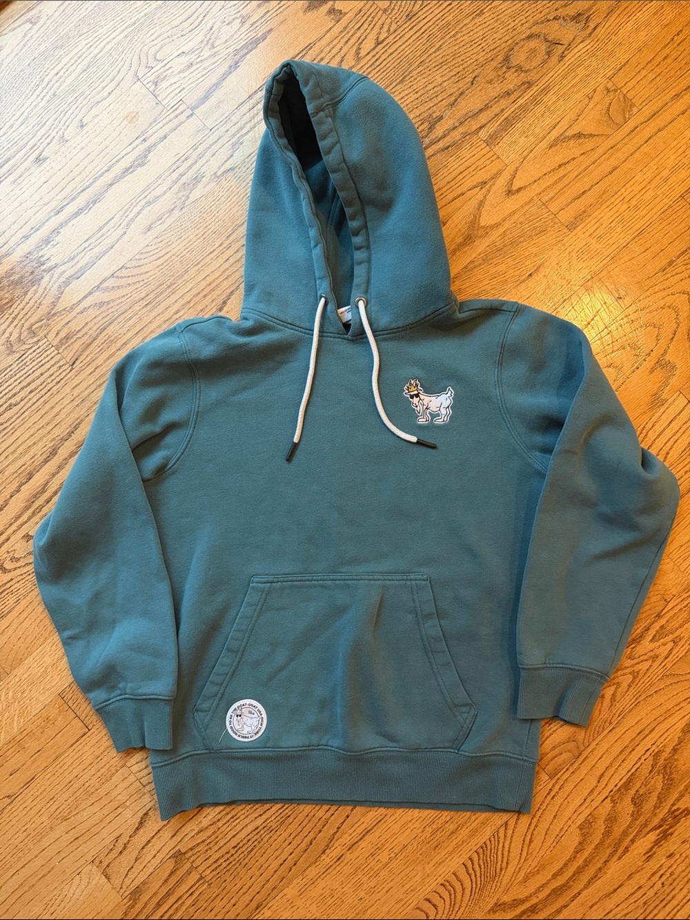 GOAT Men's Teal Hooded Sweatshirt with Embroidered Patch